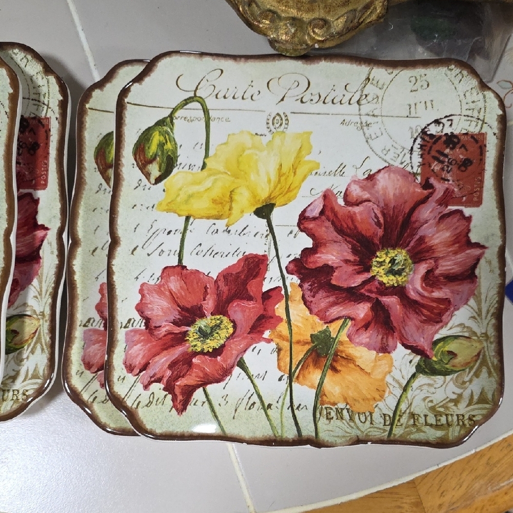 4 8.5 Retired Vtg ORIGINAL La Fleur Poppies China Certified International VRARE